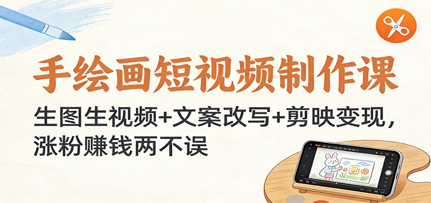 手绘画短视频制作课：生图生视频+文案改写+剪映变现，涨粉赚钱两不误-御文网