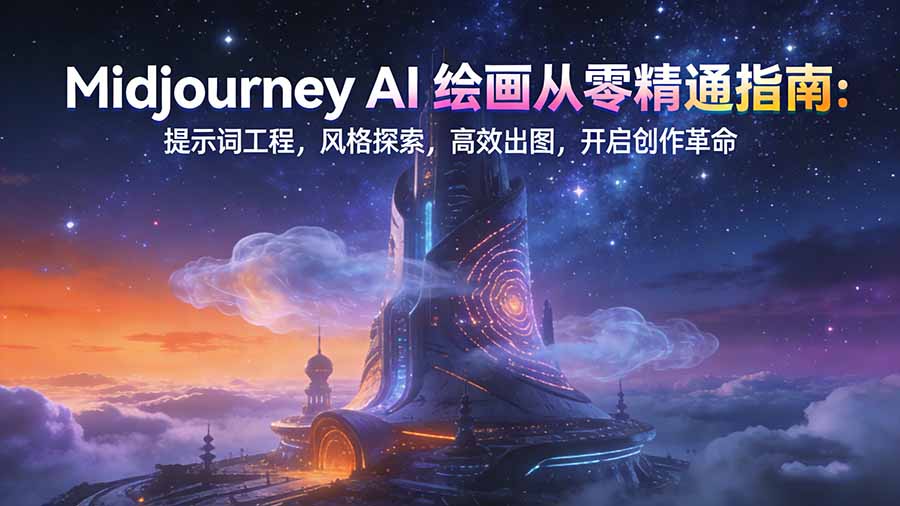 Midjourney AI绘画从零精通指南：提示词工程，风格探索，高效出图，开启创作革命-御文网