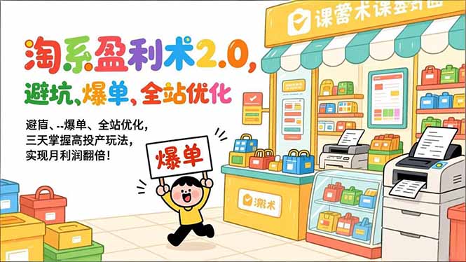 淘系盈利术2.0，避坑、爆单、全站优化，三天掌握高投产玩法，实现月利润翻倍！-御文网