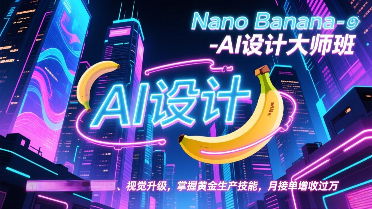 Nano Banana-AI设计大师班，修图合成、广告创作、视觉升级，掌握黄金生产技能，月接单增收过万-御文网