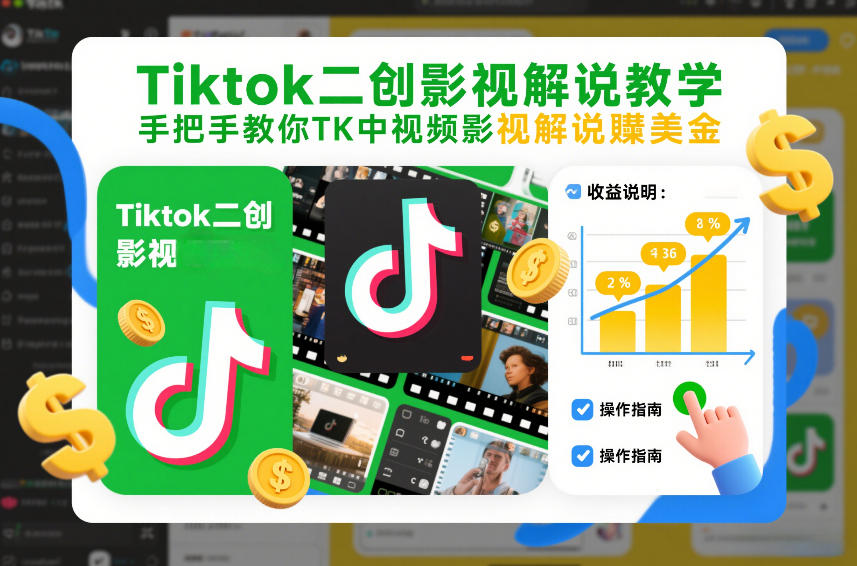 Tiktok二创影视解说教学，手把手教你TK中视频影视解说賺美金(更新26年1月)-御文网