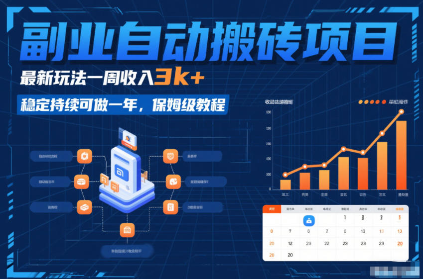 副业自动搬砖项目，最新玩法一周收入3k+，稳定持续可做一年，保姆级教程【揭秘】-御文网