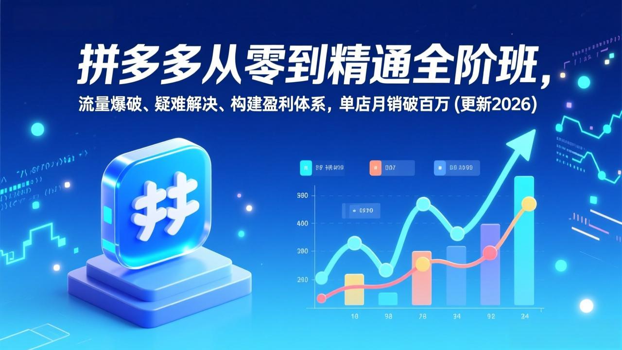 拼多多从零到精通全阶班，流量爆破、疑难解决，构建盈利体系，单店月销破百万(更新2026-御文网