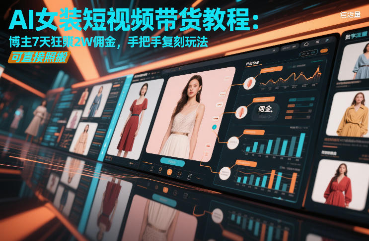 AI女装短视频带货教程：博主7天狂賺2W佣金，手把手复刻玩法，可直接照搬-御文网