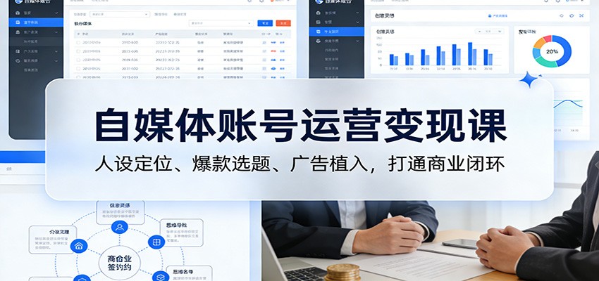 自媒体账号运营变现课：人设定位、爆款选题、广告植入，打通商业闭环-御文网