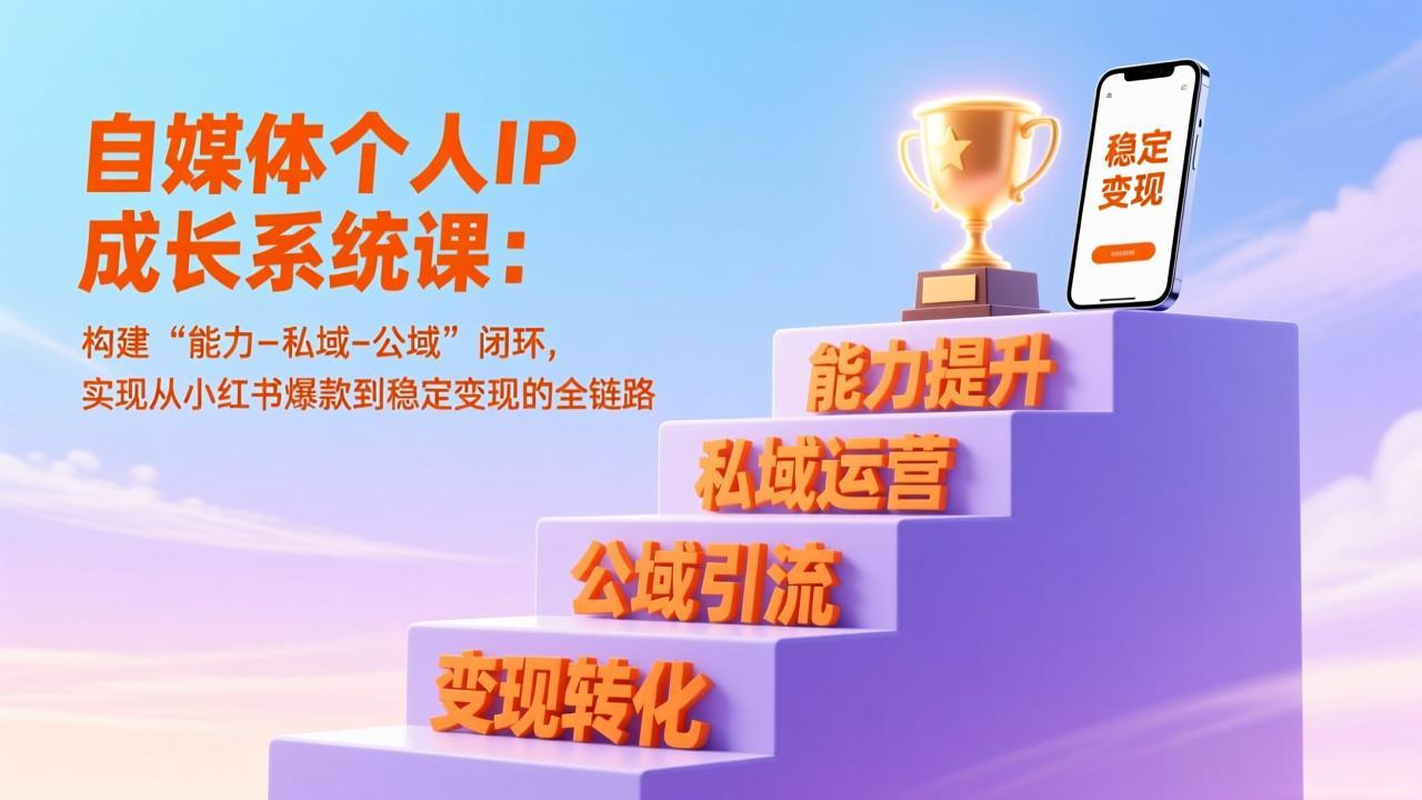 自媒体个人IP成长系统课：构建“能力-私域-公域”闭环，实现从小红书爆款到稳定变现的全链路-御文网