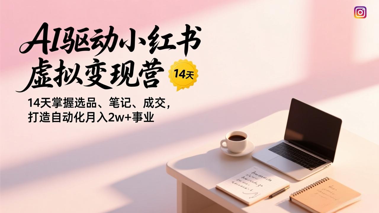 AI驱动小红书虚拟变现营，14天掌握选品、笔记、成交，打造自动化月入2w+事业-御文网