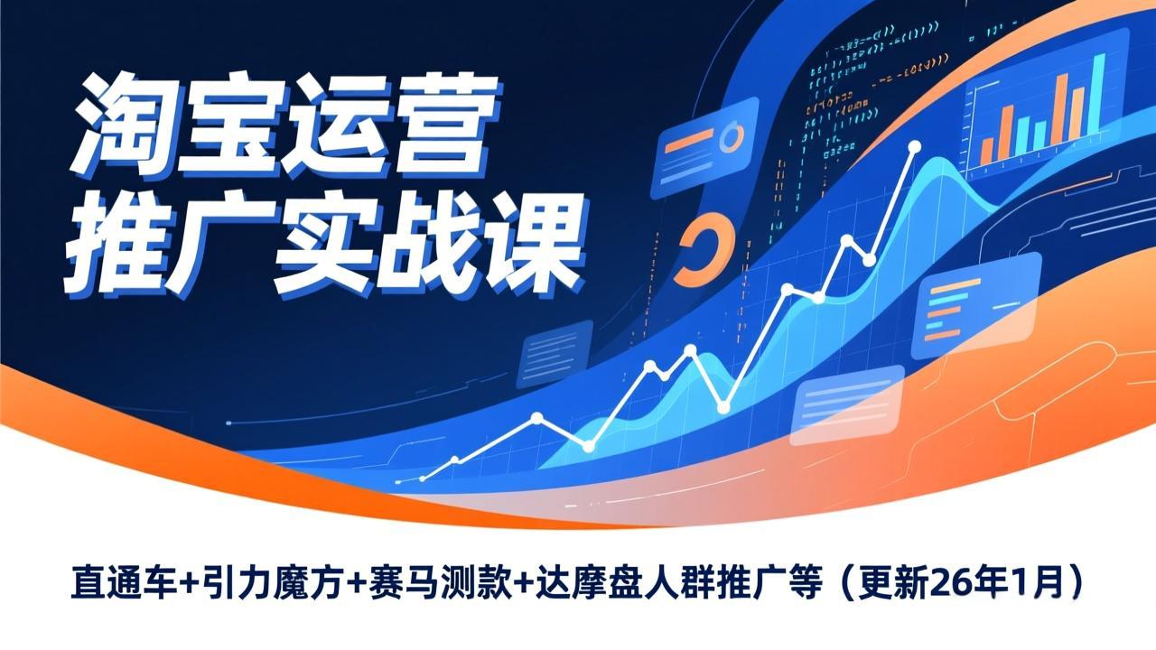 淘宝运营推广实战课，直通车+引力魔方+赛马测款+达摩盘人群推广等(更新26年1月-御文网