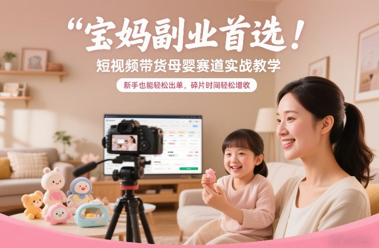 宝妈副业首选！短视频带货母婴赛道实战教学，新手也能轻松出单，碎片时间轻松增收-御文网