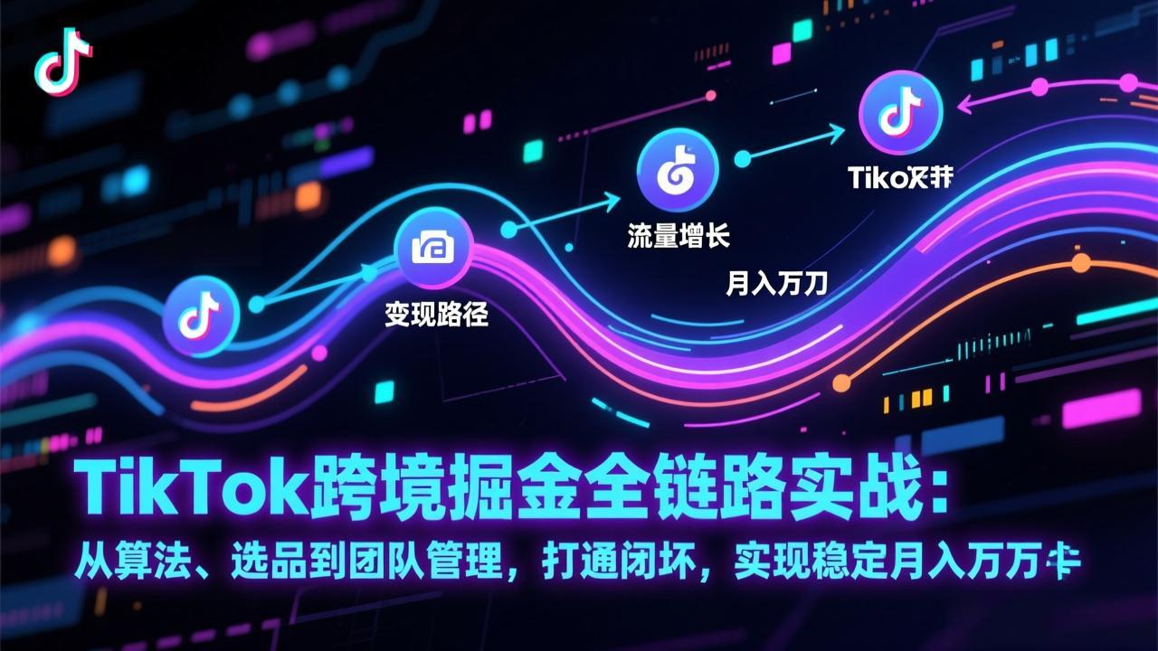 TikTok跨境掘金全链路实战：从算法、选品到团队管理，打通闭环，实现稳定月入万刀-御文网