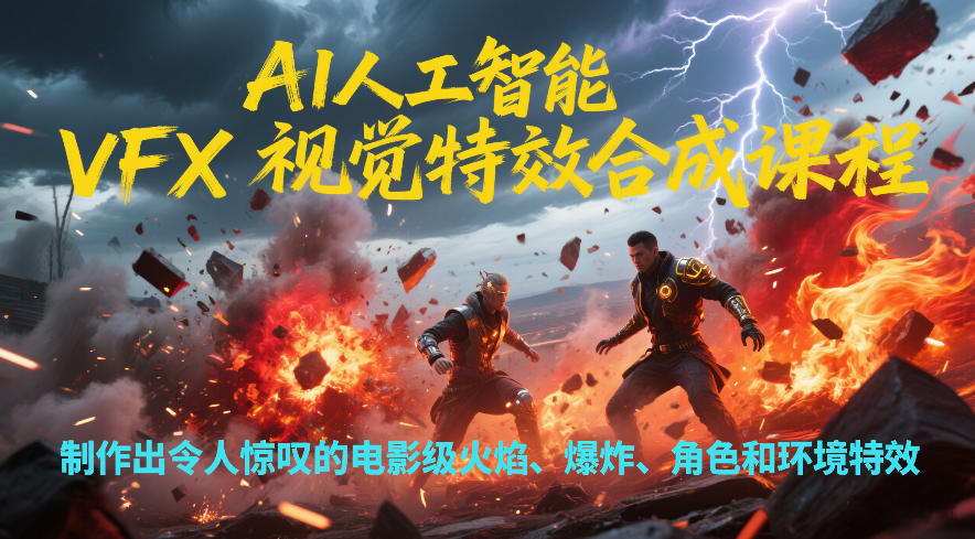 AI人工智能VFX视觉特效合成课程，制作出令人惊叹的电影级火焰、爆炸、角色和环境特效-御文网