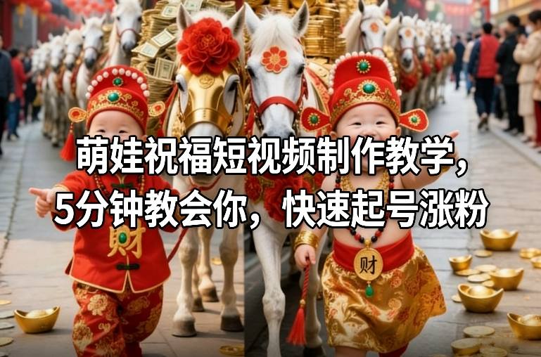 萌娃祝福短视频制作教学，5分钟教会你，快速起号涨粉-御文网