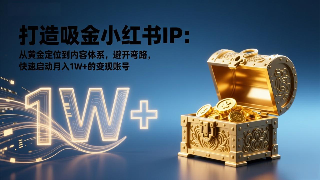 打造吸金小红书IP：从黄金定位到内容体系，避开弯路，快速启动月入1W+的变现账号-御文网