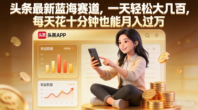 头条最新蓝海赛道，一天轻松大几张，每天花十分钟也能月入过1W【揭秘】-御文网