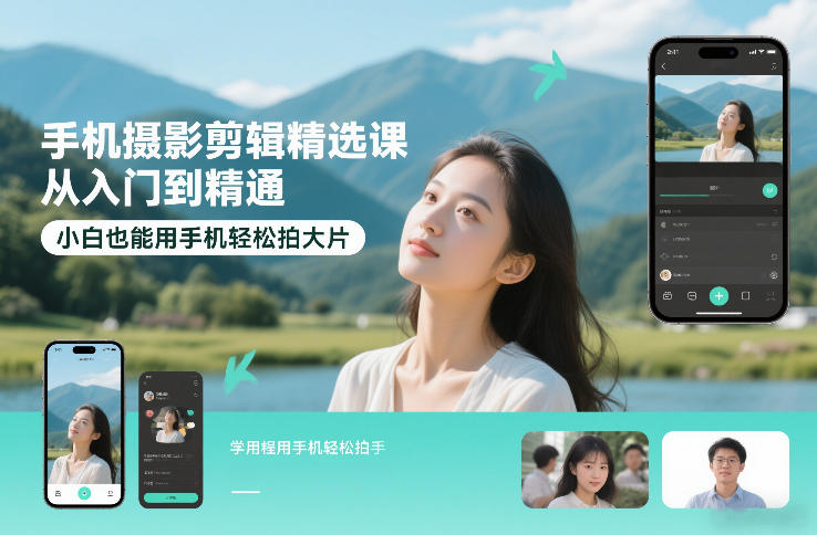 手机摄影剪辑精选课，从入门到精通，小白也能用手机轻松拍大片-御文网