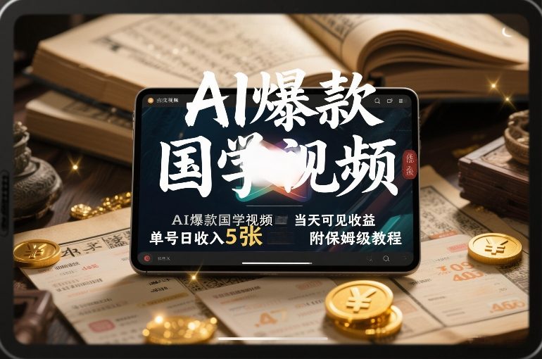 AI爆款国学视频，独家起号方法，小白直接上手，当天可见收益，单号日收入5张+附保姆级教程-御文网