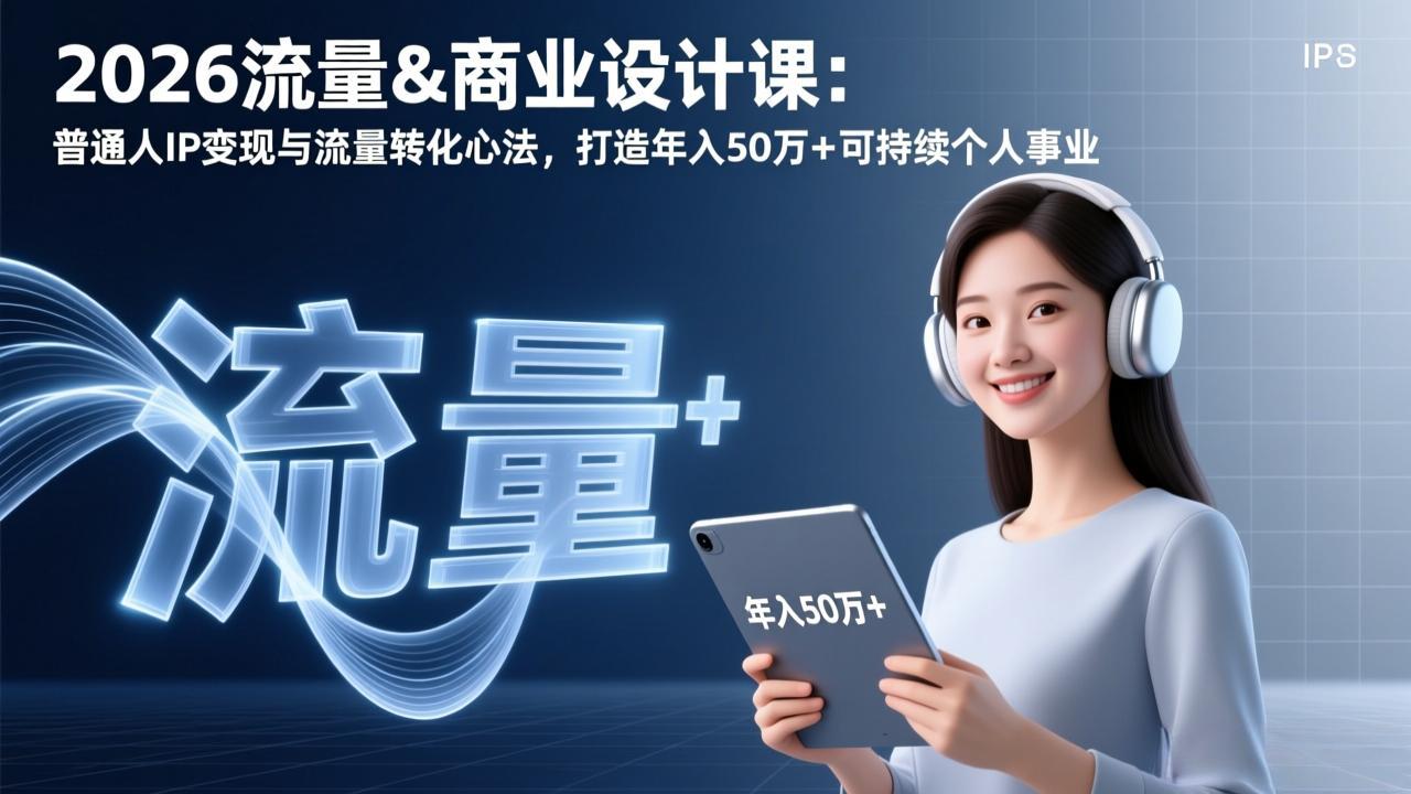 2026流量&商业设计课：普通人IP变现与流量转化心法，打造年入50万+可持续个人事业-御文网