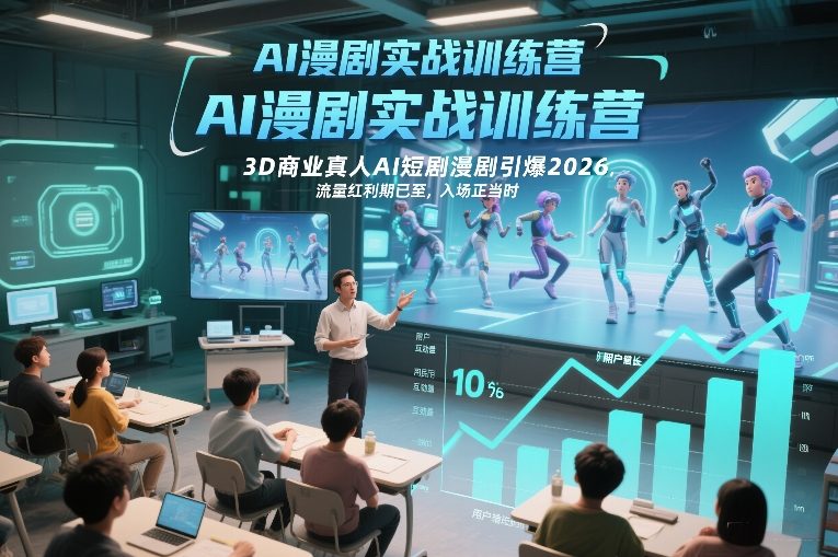AI漫剧实战训练营，3D商业真人AI短剧漫剧引爆2026，流量红利期已至，入场正当时-御文网