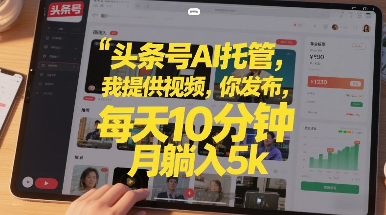 头条号AI托管，我提供视频，你发布，每天10分钟，月躺入5k+【揭秘】-御文网