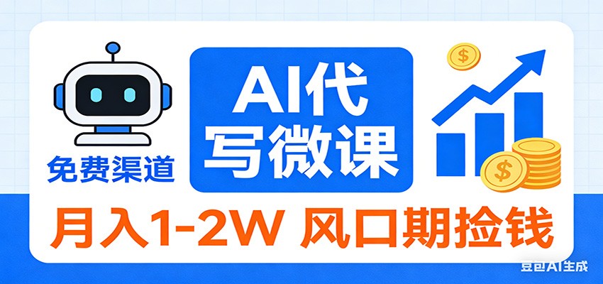 2026告别打工！AI 代写微课，提供免费渠道，月入 1-2W 风口期捡钱-御文网