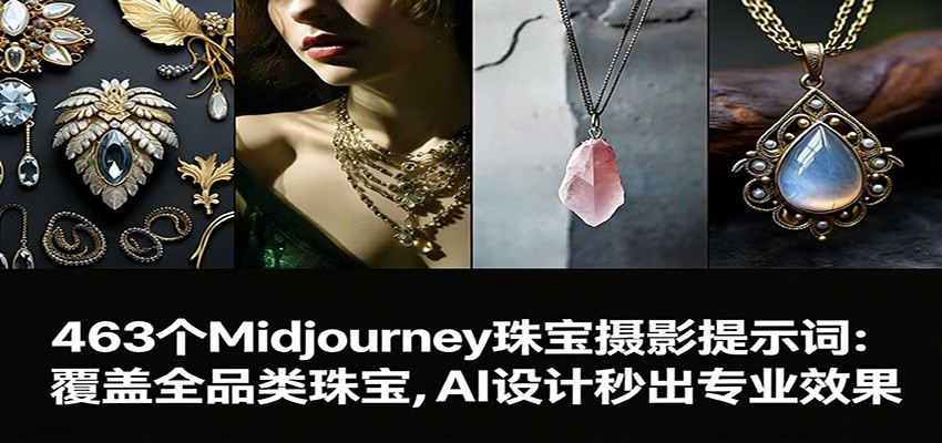 463个Midjourney珠宝摄影提示词：覆盖全品类珠宝，AI设计秒出专业效果-御文网