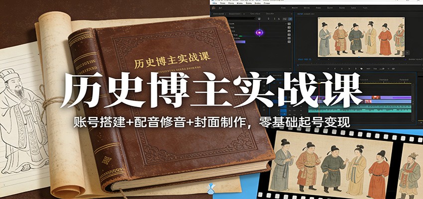 历史博主实战课：账号搭建+配音修音+封面制作，零基础起号变现-御文网