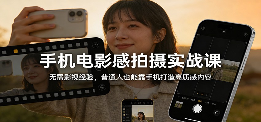 手机电影感拍摄实战课：无需影视经验，普通人也能靠手机打造高质感内容-御文网