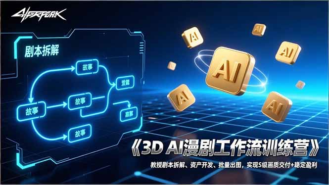 3D AI漫剧工作流训练营：教授剧本拆解、资产开发、批量出图，实现S级画质交付+稳定盈利-御文网