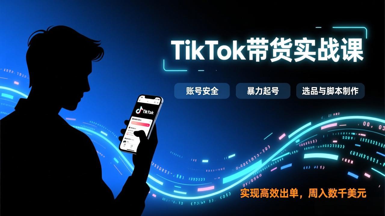 TikTok带货实战课，涵盖账号安全、暴力起号、选品与脚本制作，实现高效出单，周入数千美元-御文网