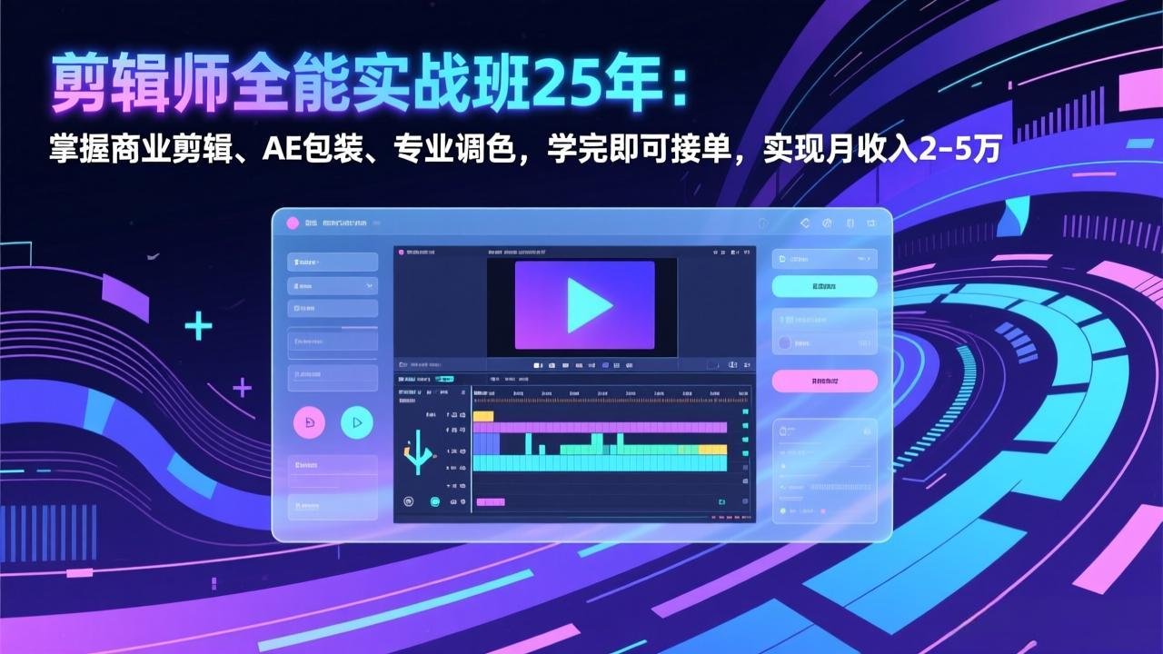 剪辑师全能实战班25年：掌握商业剪辑、AE包装、专业调色，学完即可接单，实现月收入2-5万-御文网