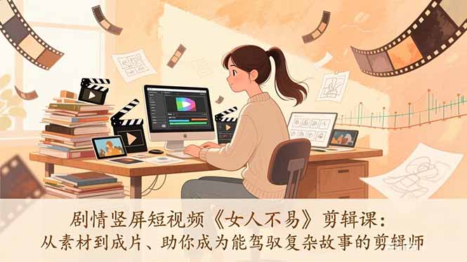 剧情竖屏短视频《女人不易》剪辑课：从素材到成片、助你成为能驾驭复杂故事的剪辑师-御文网