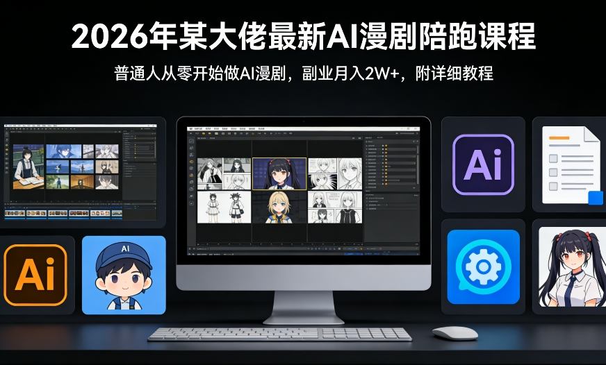 26年某大佬最新Ai漫剧陪跑课程，普通人从零开始做AI漫剧，副业月入2W+-御文网