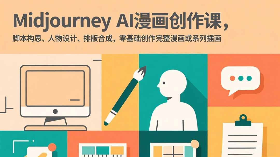 Midjourney AI漫画创作课，脚本构思、人物设计、排版合成，零基础创作完整漫画或系列插画-御文网