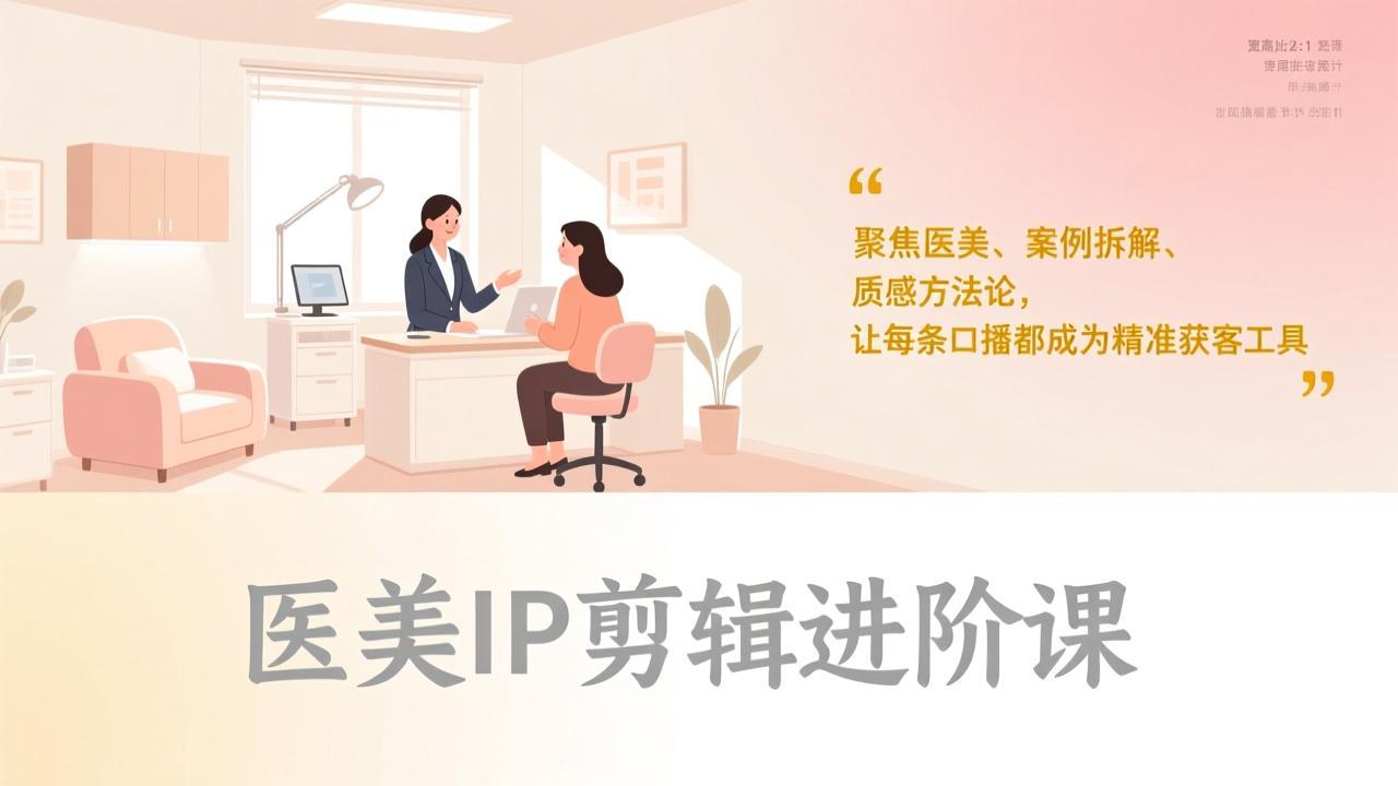 医美IP剪辑进阶课，聚焦医美、案例拆解、质感方法论，让每条口播都成为精准获客工具-御文网