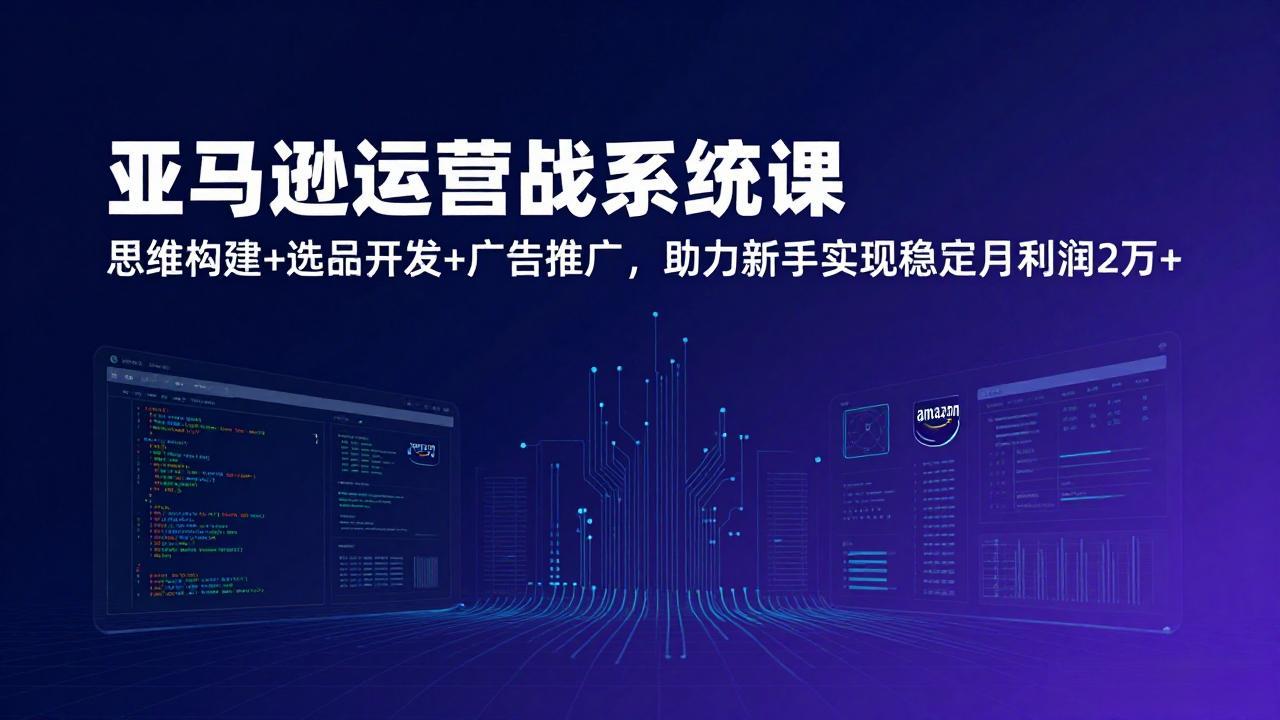 亚马逊运营实战系统课，思维构建+选品开发+广告推广，助力新手实现稳定月利润2万+(更新-御文网