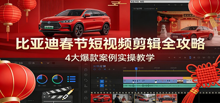 比亚迪春节短视频剪辑全攻略，4大爆款案例实操教学-御文网