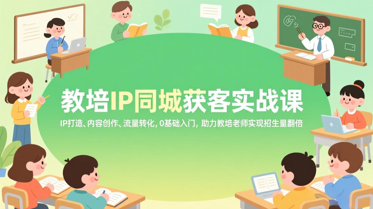 教培IP同城获客实战课，IP打造、内容创作、流量转化，0基础入门，助力教培老师实现招生量翻倍-御文网
