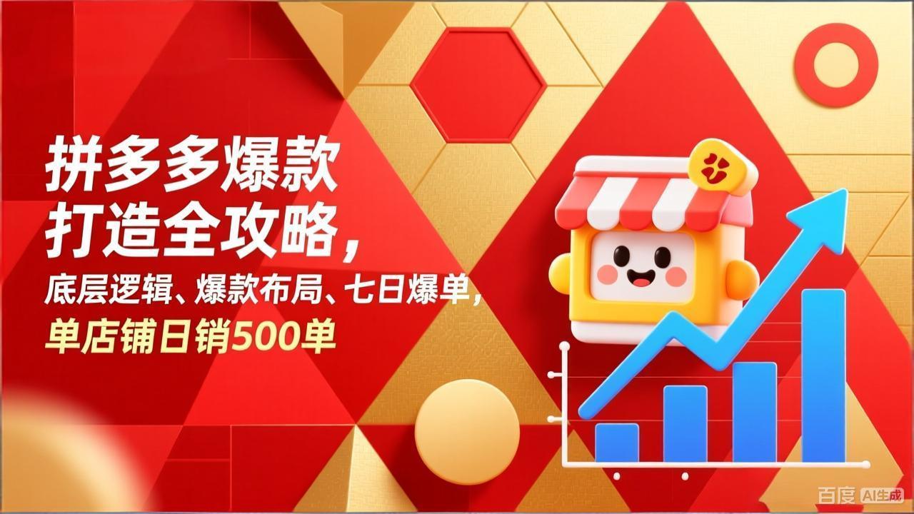 拼多多爆款打造全攻略，底层逻辑、爆款布局、七日爆单，单店铺日销500单-御文网