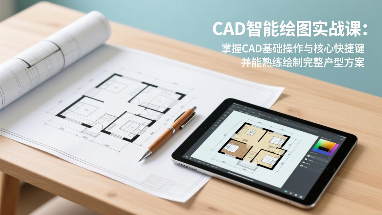 CAD智能绘图实战课：掌握CAD基础操作与核心快捷键，并能熟练绘制完整户型方案-御文网