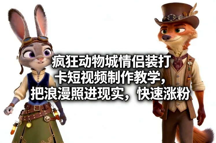 疯狂动物城情侣装打卡短视频制作教学，把浪漫照进现实，快速涨粉-御文网