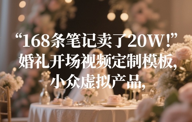 168条笔记卖了20W！婚礼开场视频定制模板，小众虚拟产品-御文网