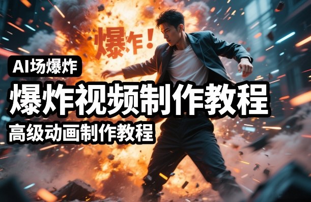 AI场景爆炸视频制作教程，利用人物实拍视频制作出高级的动画特效-御文网