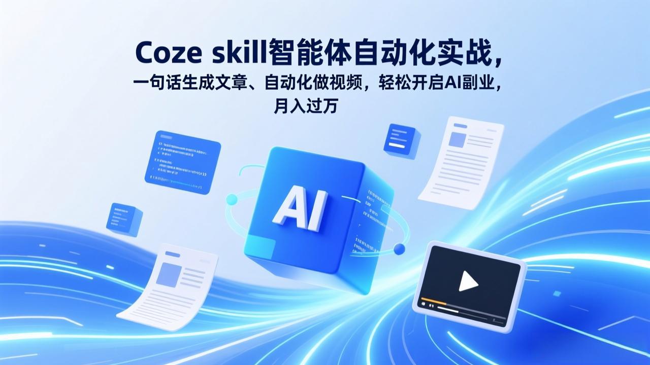 Coze skill智能体自动化实战，一句话生成文章、自动化做视频，轻松开启AI副业，月入过万-御文网