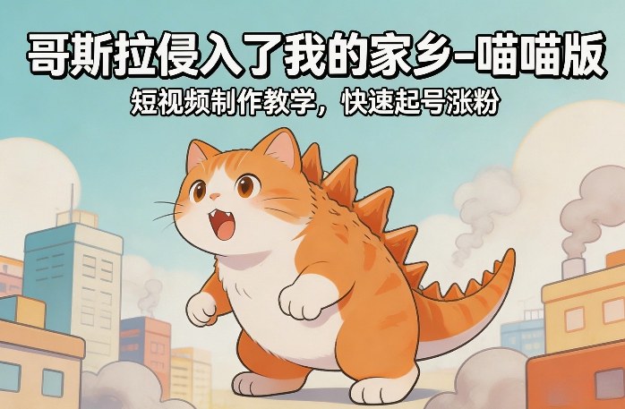 哥斯拉侵入了我的家乡–喵喵版短视频制作教学，快速起号涨粉-御文网