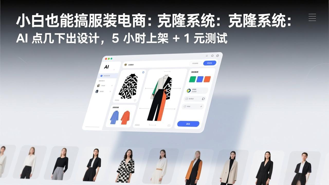 小白也能搞服装电商：克隆系统：AI 点几下出设计，5 小时上架 + 1 元测试-御文网