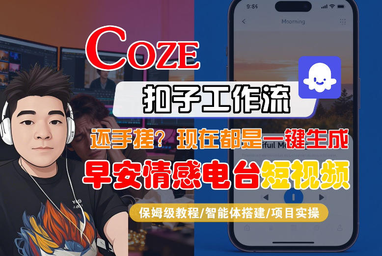 【Coze工作流搭建实操教程】【coze】早安情感电台日签视频还在手动做？用扣子工作流自动生成，省时90%-御文网