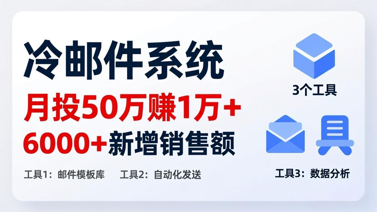 月投 50 刀赚 1 万 +！冷邮件系统：6000 + 新增销售额，靠 3 个工具轻松搞-御文网