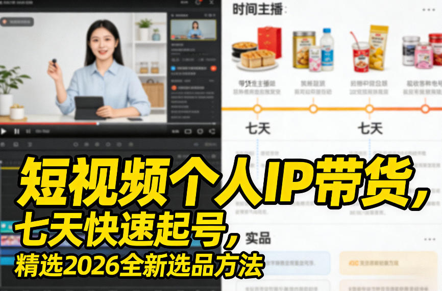 短视频个人IP带货，七天快速起号，精选2026全新选品方法-御文网