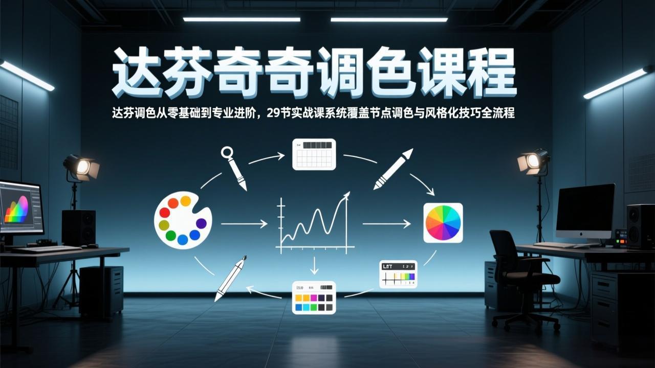 达芬奇调色从零基础到专业进阶，29节实战课系统覆盖节点调色与风格化技巧全流程-御文网