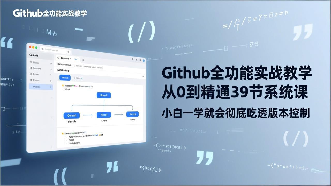 GitHub-全功能实战教学，从0到精通39节系统课，小白一学就会彻底吃透版本控制-御文网